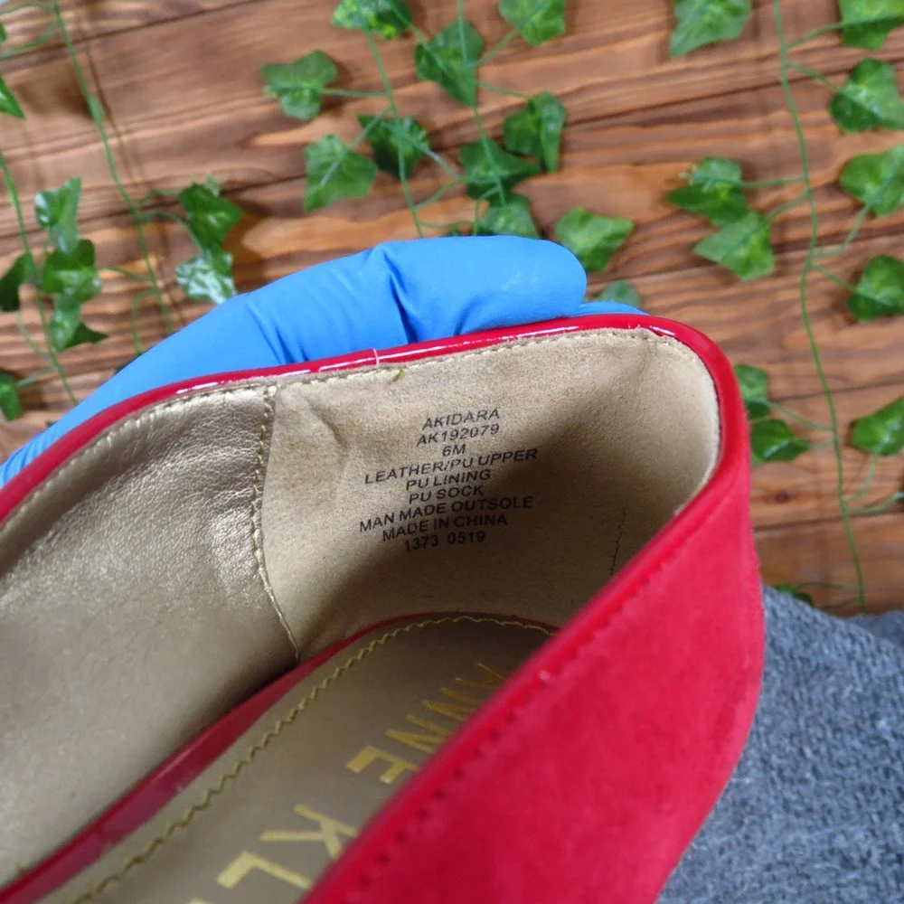 Anne Klein Akidara‎ Women Loafers Size 6M Business Casual Red Suede Patent Trim